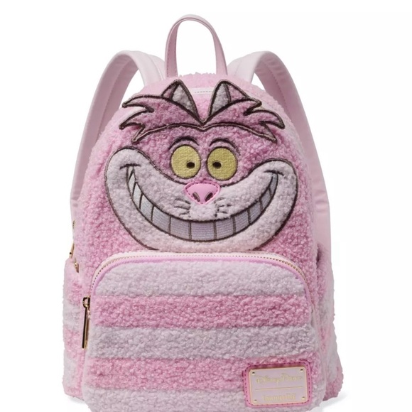 Loungefly Handbags - Loungefly Disney Parks Alice in Wonderland Cheshire Cat Fuzzy Pastel Backpack